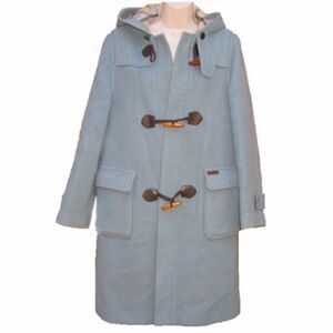 Blue Wool Hooded Toggle Coat L XL